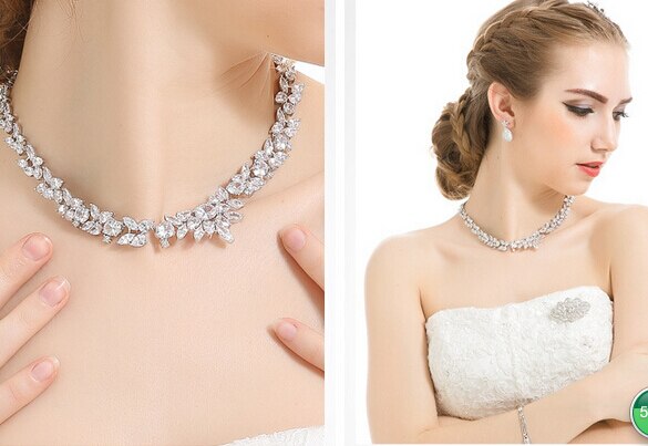 Sparkling Wedding Cubic Zirconia Necklace Set Bridal CZ  Jewelry Accessories