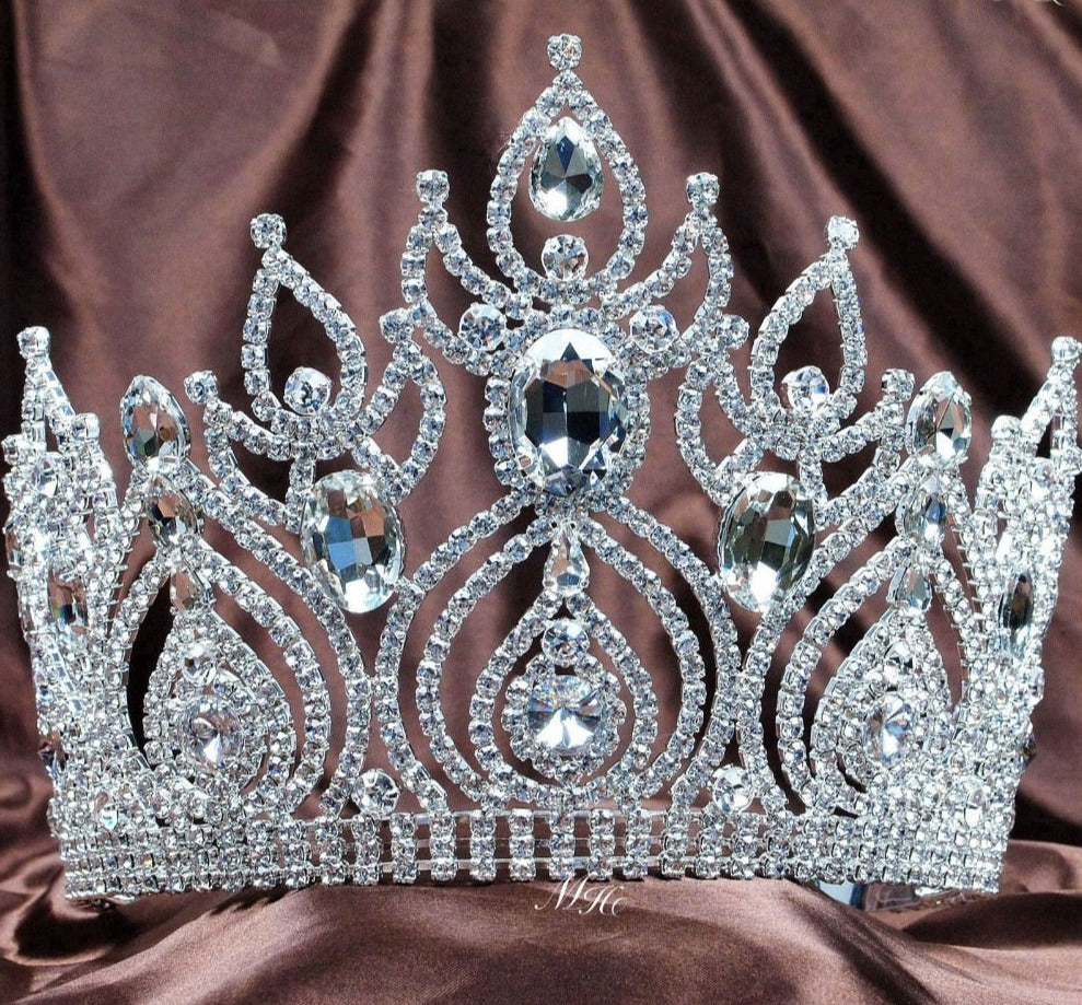 Magnificent Tiara Diadem Large Crown Clear Crystal Austrian