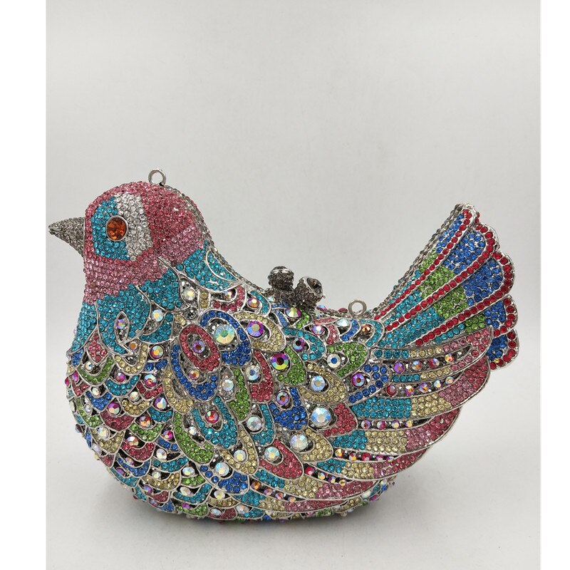 Novelty Animal Bird Handmade Crystal Clutch Purse Handbag