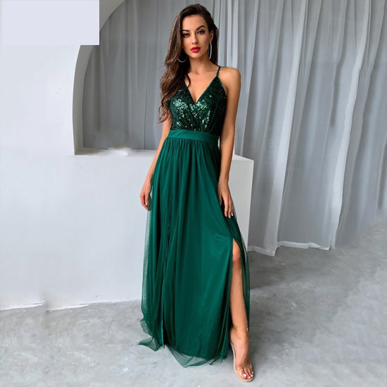 Sequin Backless Maxi Summer Party Prom Bridesmaid Evening Dress