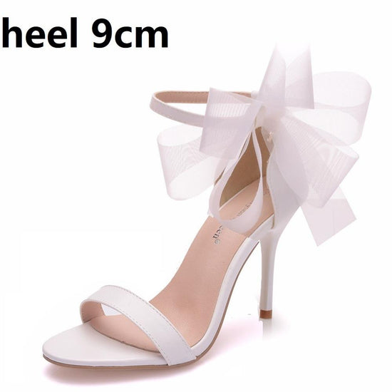 Sweet Bow Knot Elegant Ankle Strap Party Sandals Thin High Heel Wedding Shoes