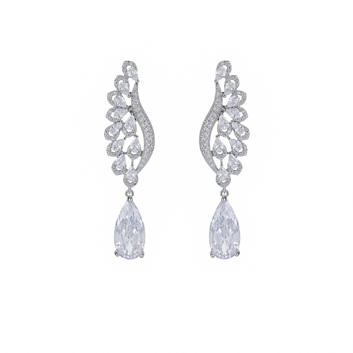 Cubic Zircon Crystal Angel Wing Earrings for Weddings Special Formal Events