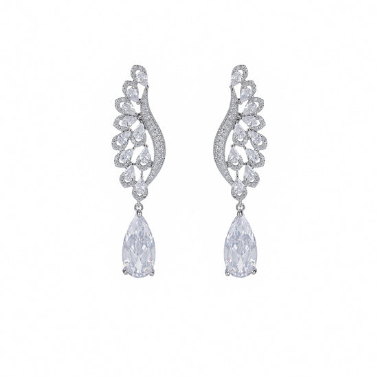 Cubic Zircon Crystal Angel Wing Earrings for Weddings Special Formal Events