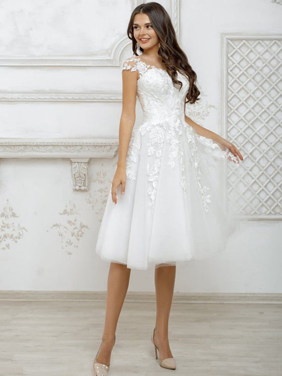 Short Fairy Tulle Wedding Dress Lola With Long Sleeve,boho Retro Wedding  Dress,simple Cocktail Bridal Dress,belle Sleeve 50s Wedding Gown - Etsy
