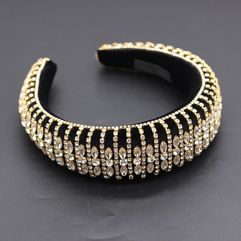 Luxury Colorful Rhinestone Retro Sponge Headbands
