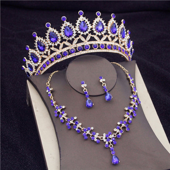 Gorgeous Crystal Bridal Jewelry Set Fashion Tiara Earrings Necklace