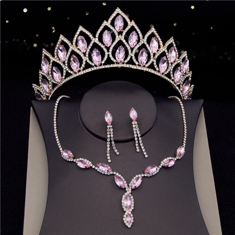 Load image into Gallery viewer, Crystal Bridal Jewelry Sets Fashion Tiara Crown Necklaces Earring Set
