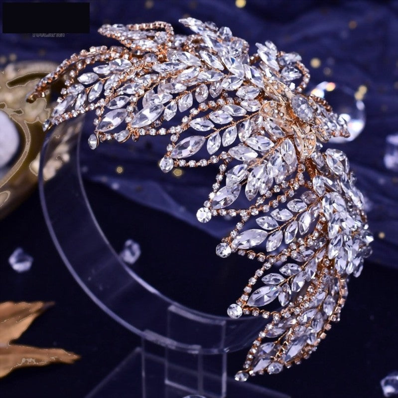 Wedding Headband Crystal Rhinestone Flower Leaf Hair Tiara Bridal Headpiece