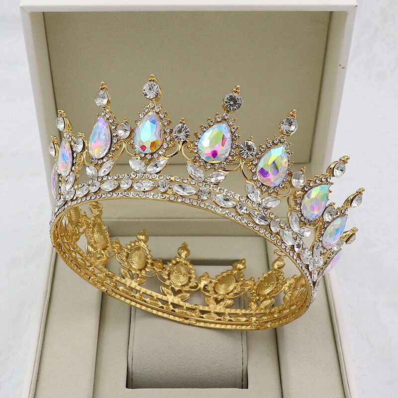 
                      
                        Vintage Crystal Royal Queen King Full Round Tiara Crown Hair Accessories
                      
                    
