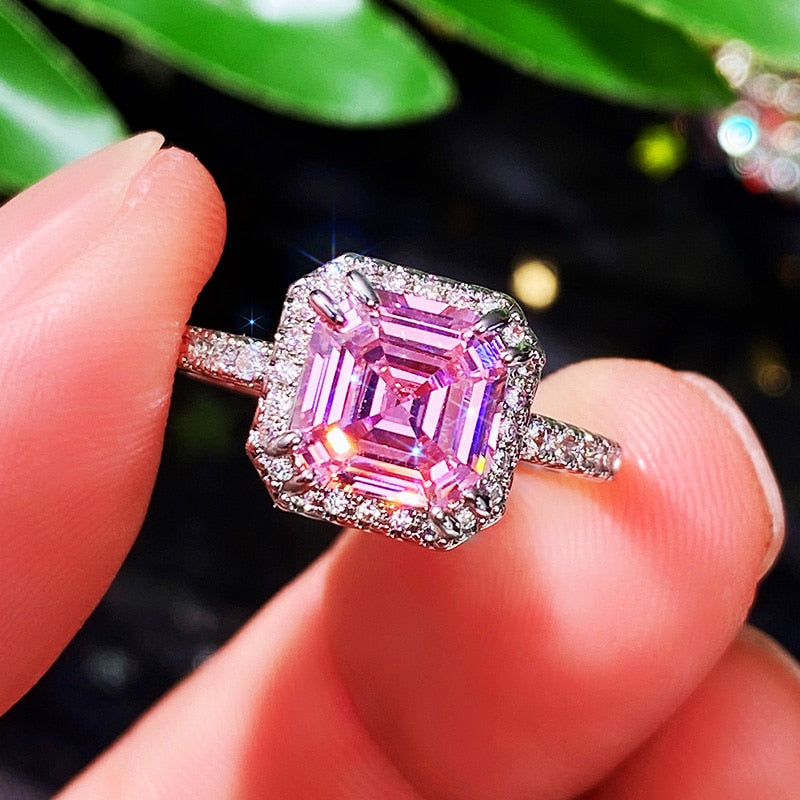 Load image into Gallery viewer, Square Pink Cubic Zirconia Ring Fashion Accessories for Party Birthday Gift  Jewelry
