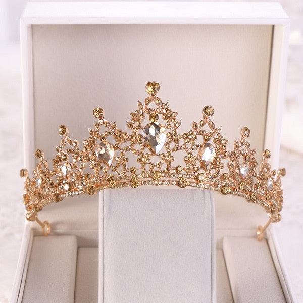 Fashion Champagne Gold Tiara Crowns Princess Party Hair Accessories