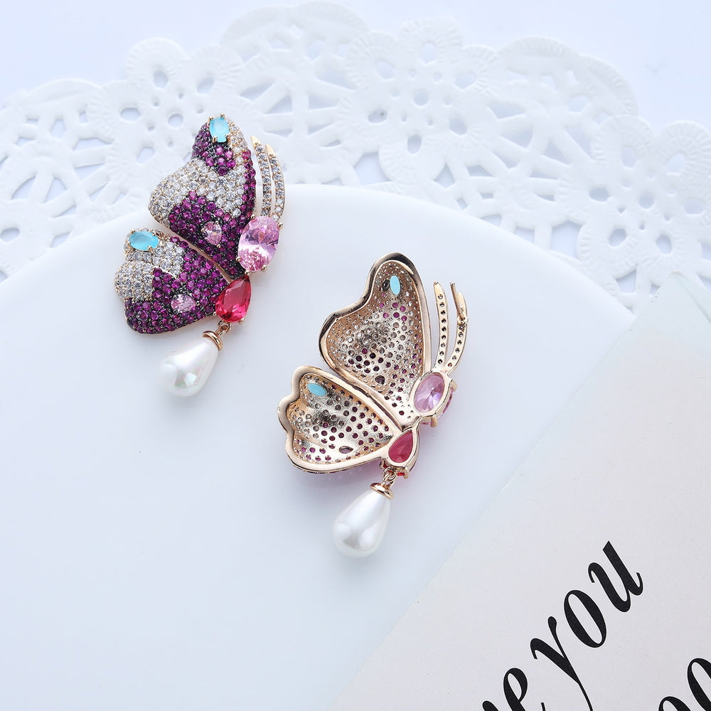 
                      
                        Pearl Cubic Zircon Butterfly Earrings for Weddings Parties Formal Events
                      
                    