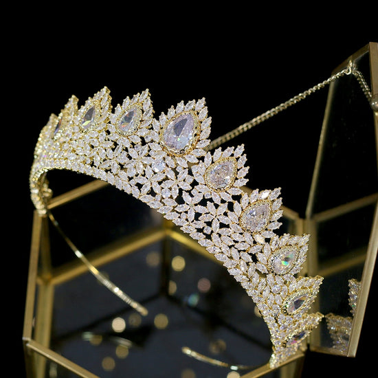 Luxury Crystal Crown Tiara Wedding Ceremony  AAA CZ Bridal Hair Accessory