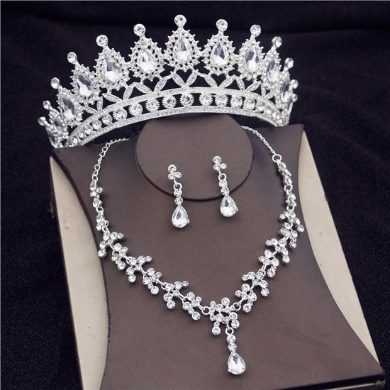 Gorgeous Crystal Bridal Jewelry Set Fashion Tiara Earrings Necklace