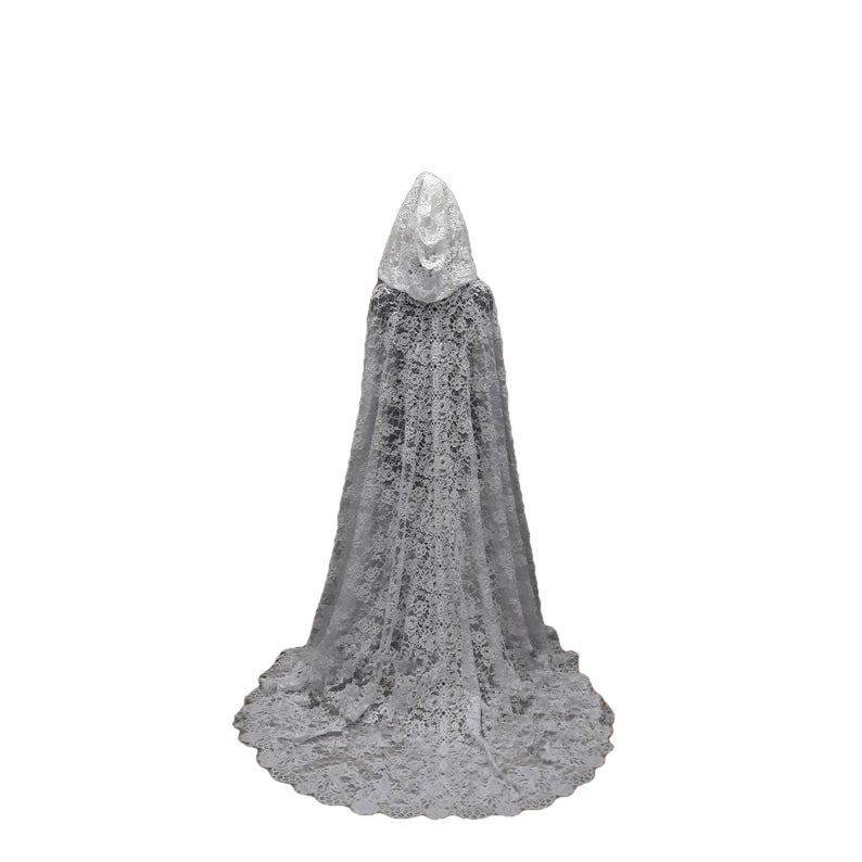 
                      
                        Hooded Lace  Wedding Bridal Cape, Chapel veil mantilla Church Coat Wedding Cloak
                      
                    