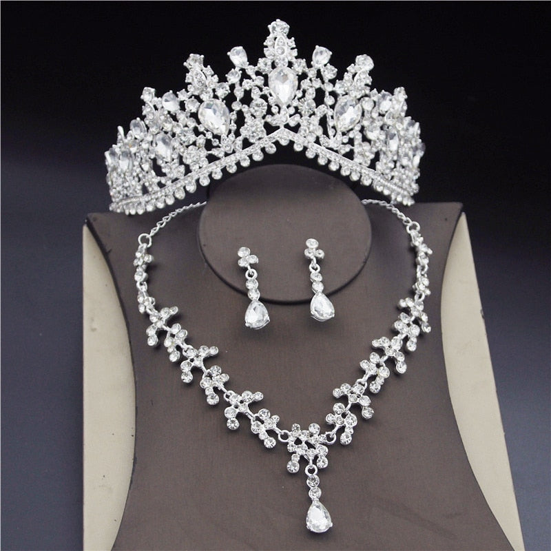 Necklace Earrings Violet Crystal Water-drop Style Bridal Wedding