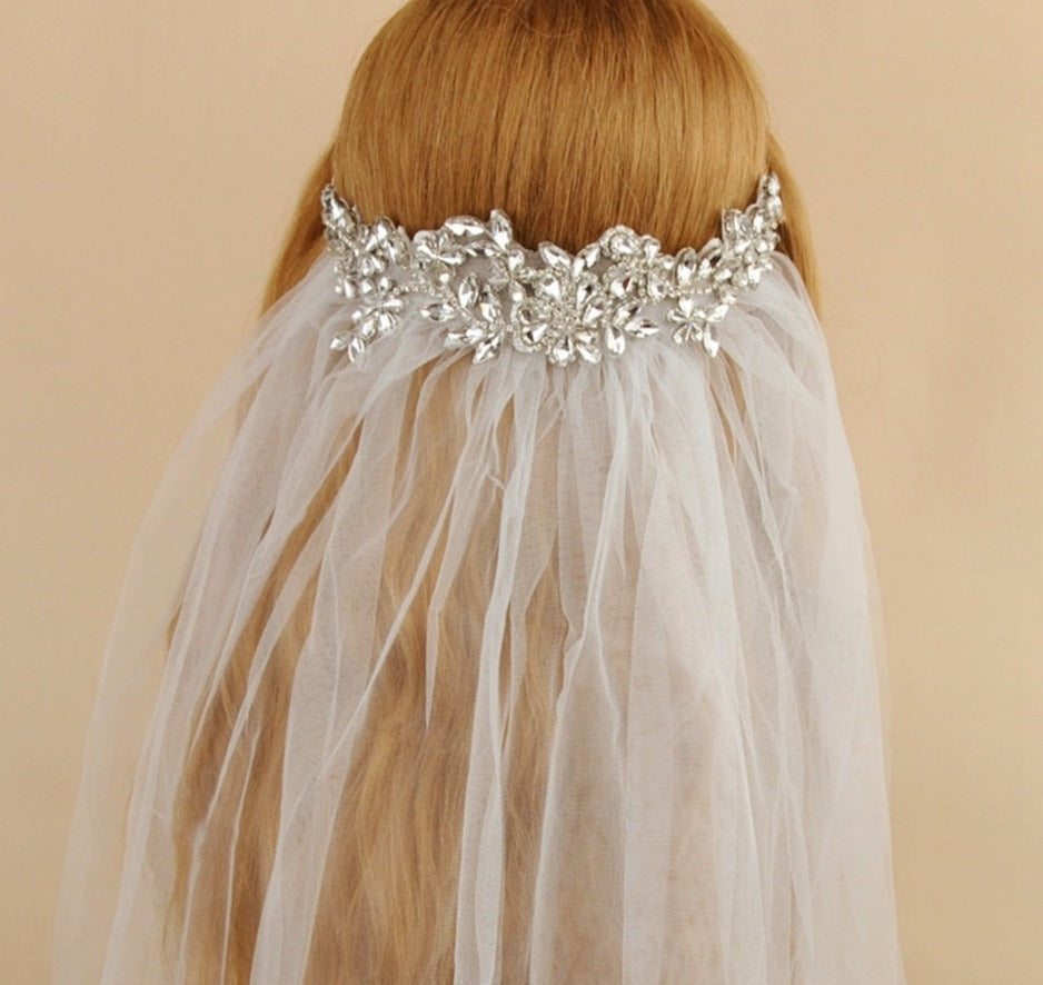 Rhinestone Crystal Wedding Shoulder Length  Wedding Veil
