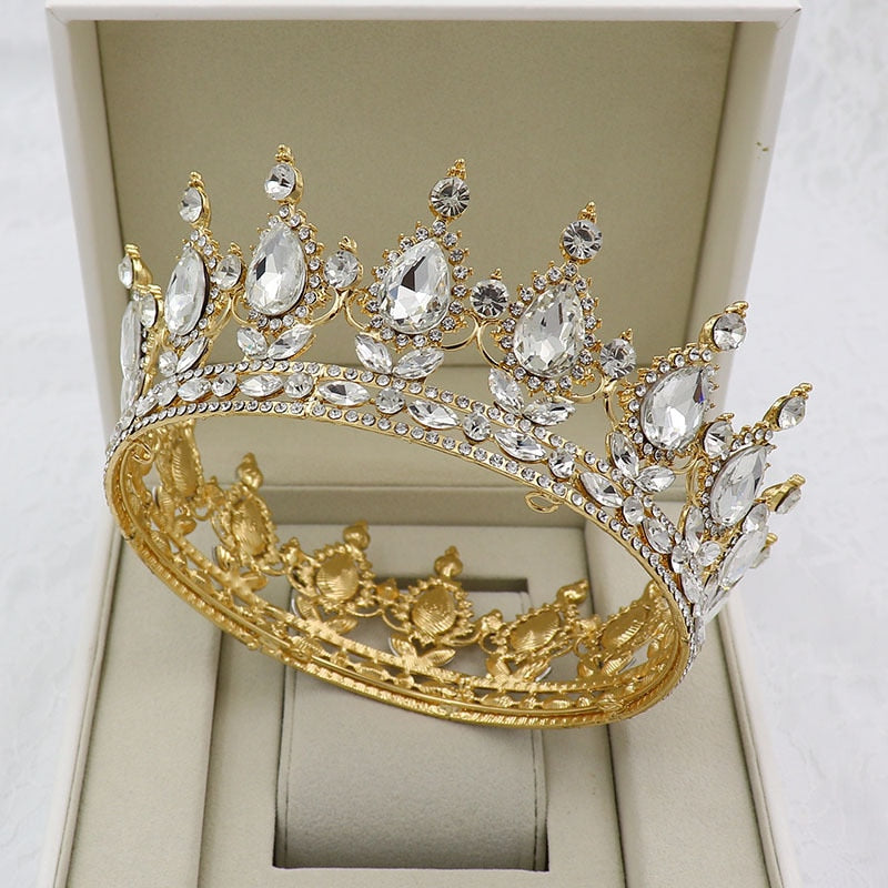 
                      
                        Vintage Crystal Royal Queen King Full Round Tiara Crown Hair Accessories
                      
                    