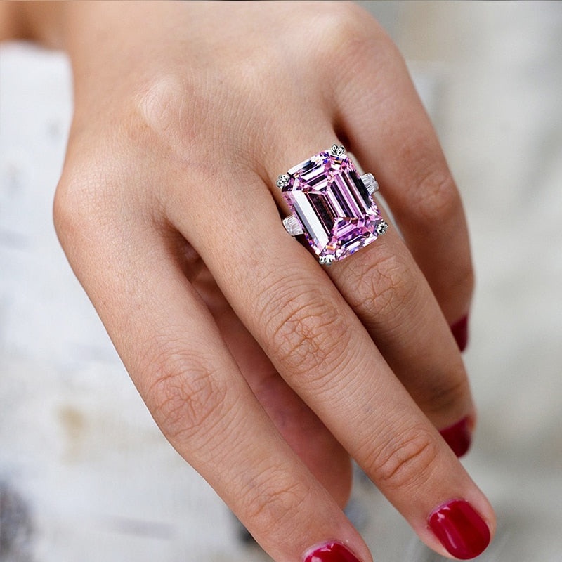 Load image into Gallery viewer, Luxury Solitaire Big Rectangle Cubic Zirconia Ring Evening Party Fashion Jewelry For Women
