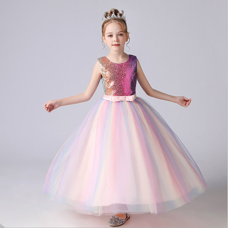 Load image into Gallery viewer, Sequin Tulle Girls Princess Birthday Party Dress
