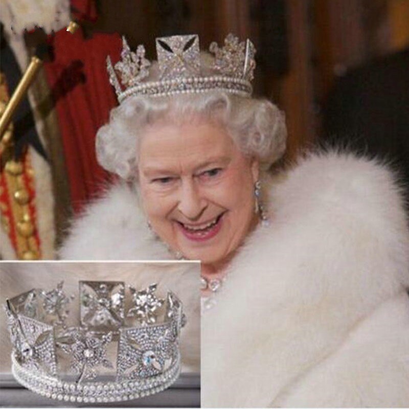 Load image into Gallery viewer, Luxury Crown Queen Elizabeth White Style Baroque Royal Crown
