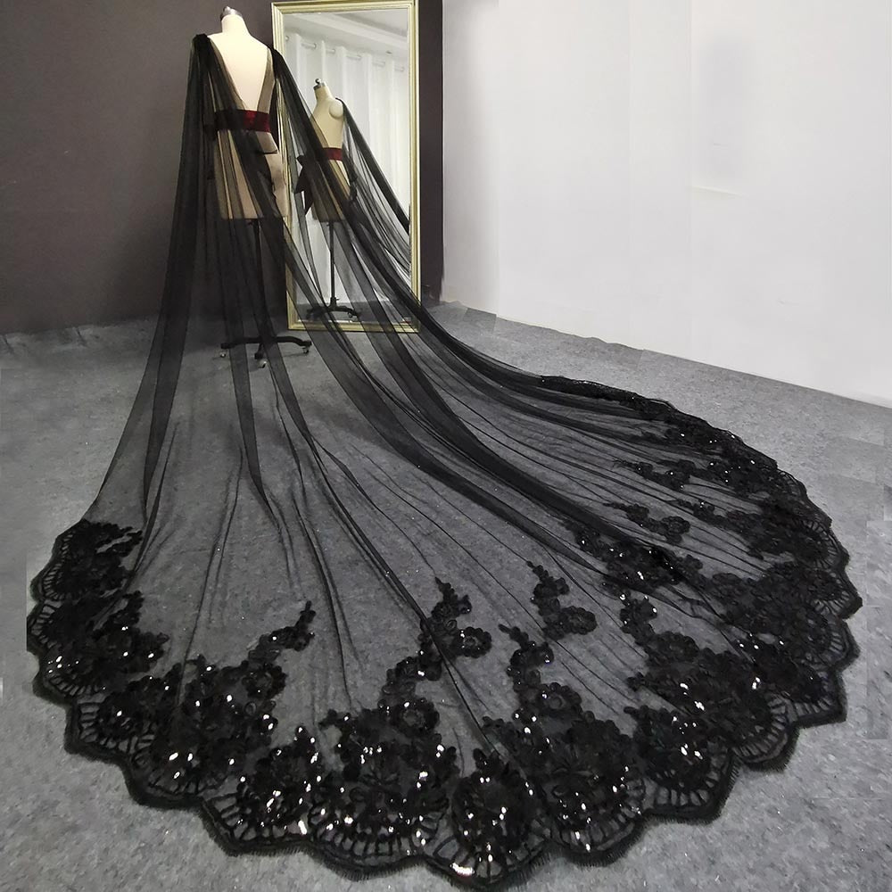 
                      
                        Long Bling Sequins Lace Cathedral Bridal Cape Bolero Wedding Shoulder Veil
                      
                    