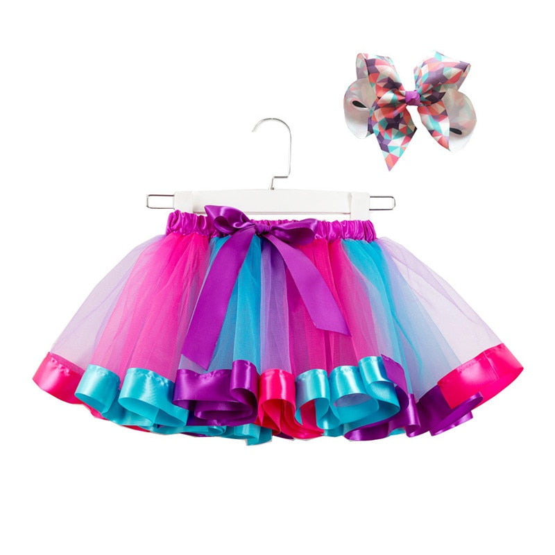 Baby Girls Mini Tulle Petite Skirt Dance Rainbow Princess Skirt