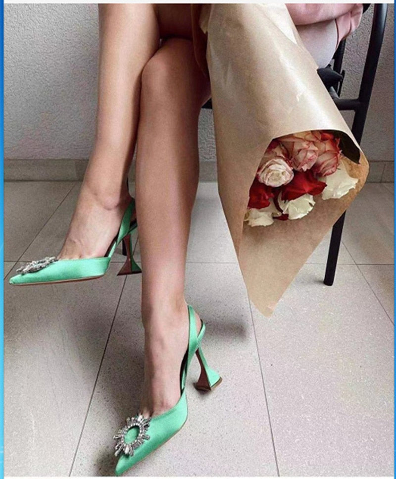 
                      
                        Crystal Slingback High Heels Shoes Triangle Heel Party Shoes
                      
                    