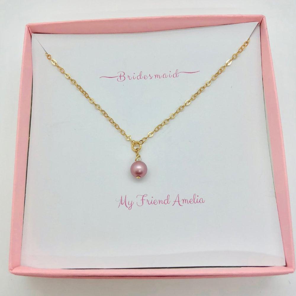 
                      
                        Powder Rose Pink Pearl Bridesmaid Necklace - TulleLux Bridal Crowns &  Accessories 
                      
                    