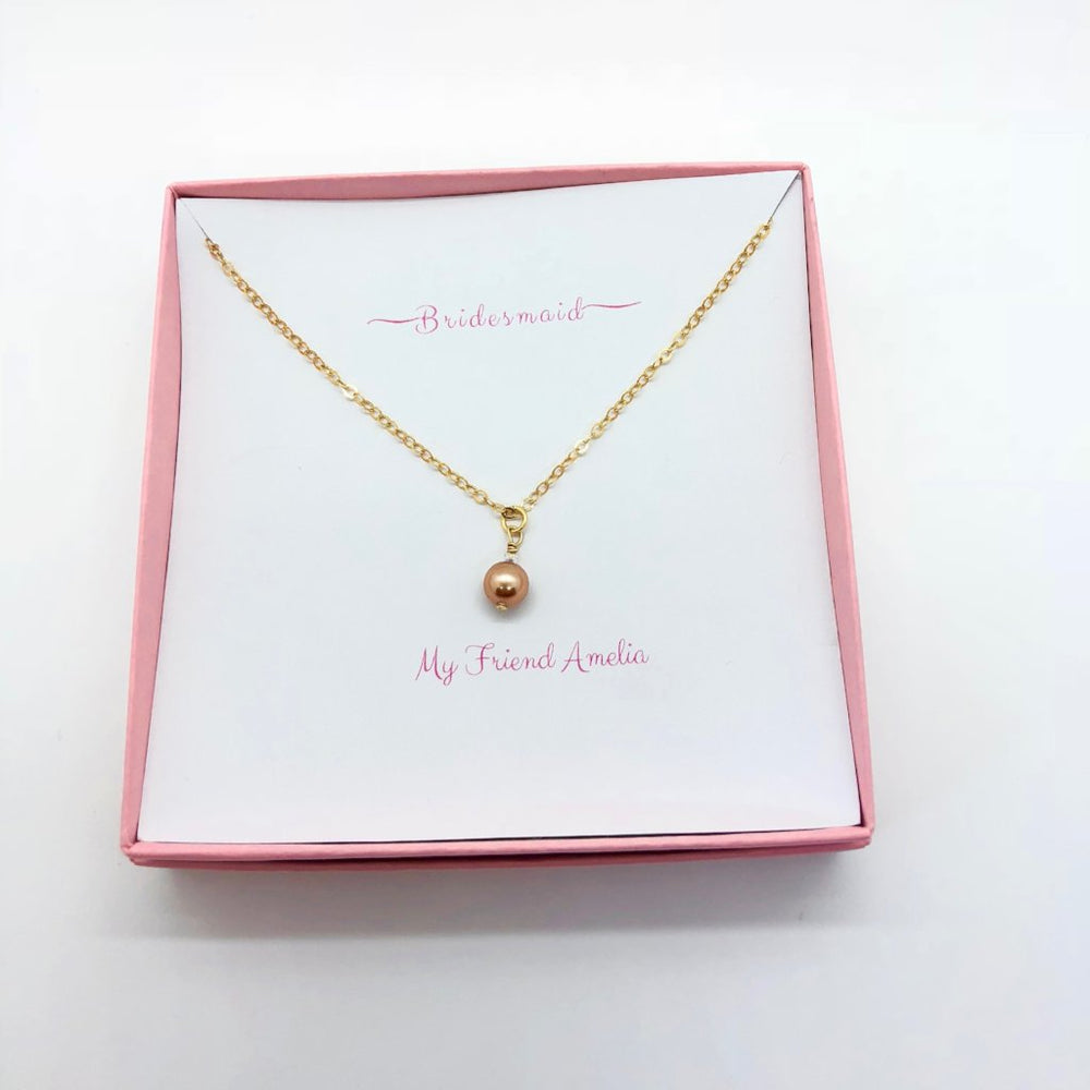 
                      
                        Rose Gold  Pearl Bridesmaid Necklace - TulleLux Bridal Crowns &  Accessories 
                      
                    