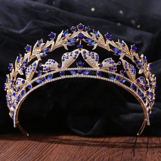 Dark blue crown, blue silver diadem, Dark blue tiara, Blue wedding
