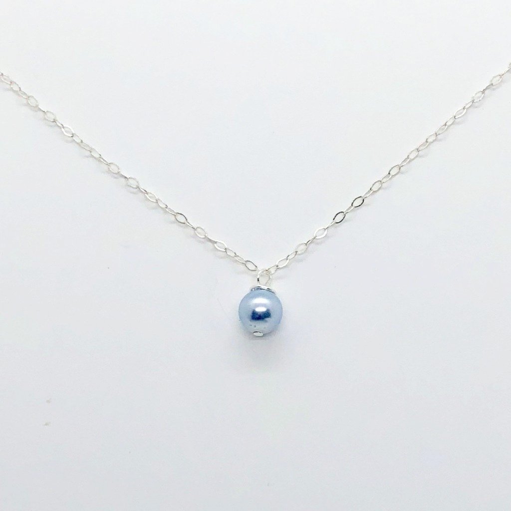 Satin Blue Pearl Bridesmaid Necklace - TulleLux Bridal Crowns &  Accessories 
