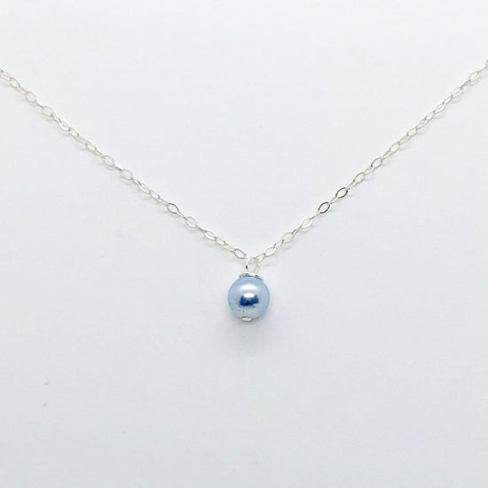 Satin Blue Pearl Bridesmaid Necklace – TulleLux Bridal Crowns & Accessories