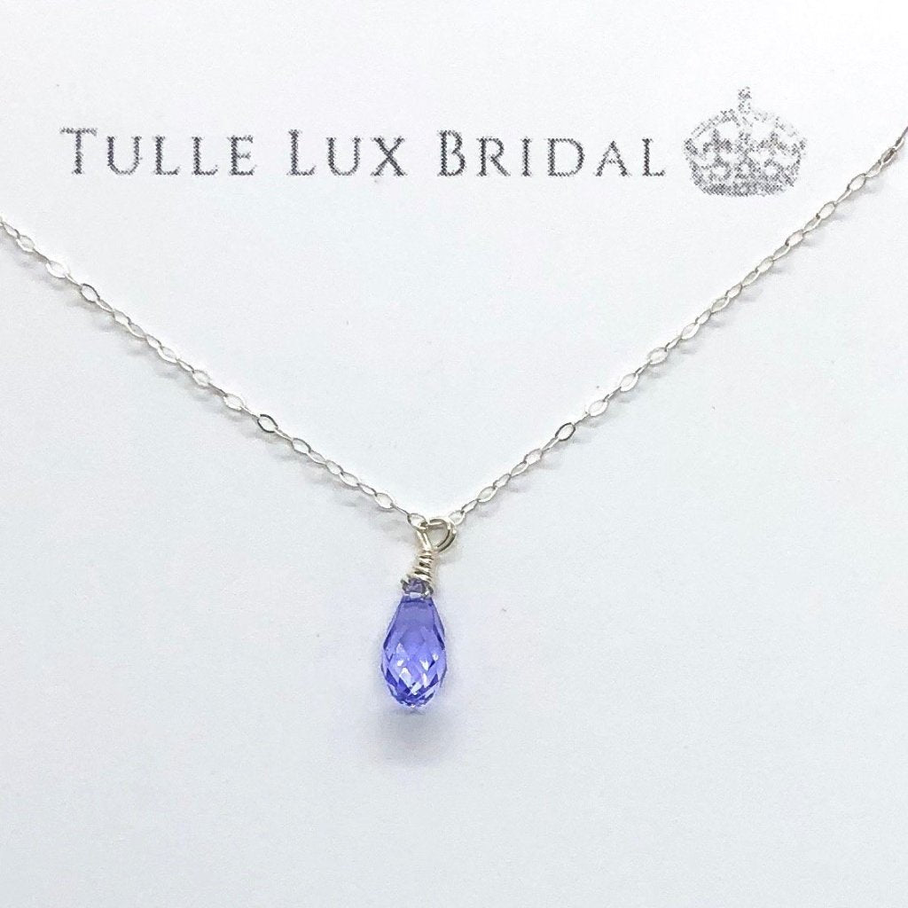 Lavender Crystal Briolette Bridesmaid Necklace - TulleLux Bridal Crowns &  Accessories 