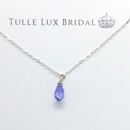 Lavender Crystal Briolette Bridesmaid Necklace - TulleLux Bridal Crowns &  Accessories 