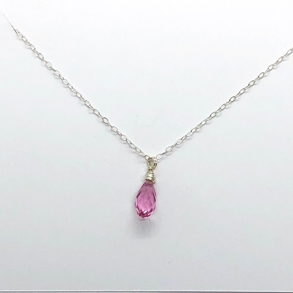 Pink Crystal Briolette Necklace - TulleLux Bridal Crowns &  Accessories 