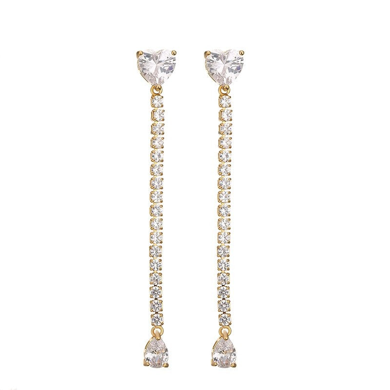 cubic zirconia heart earrings for women