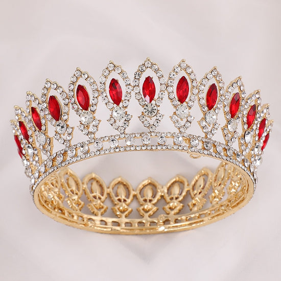 Vintage Royal Crystal Rhinestone Full Round Crown Hair Tiara Accessory