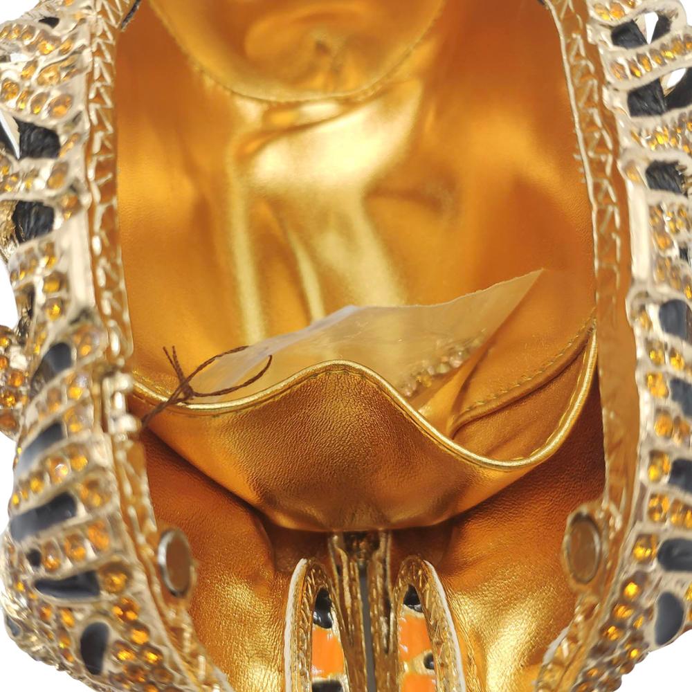 
                      
                        Gold Tiger Clutch Minaudiere Evening Bag Diamond Crystal Party  Purse
                      
                    