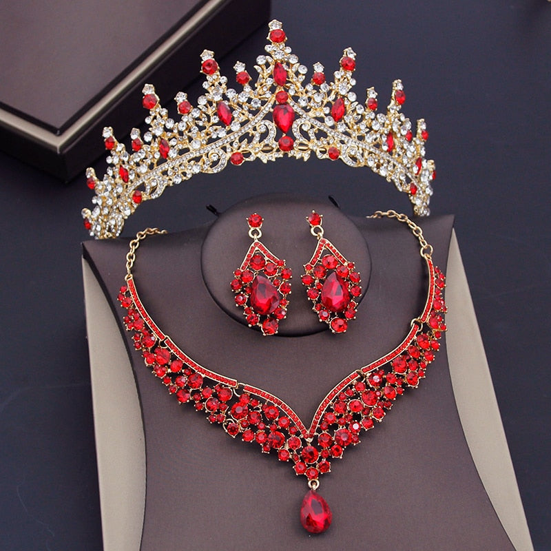 
                      
                        Luxury Purple Crystal Bridal Jewelry Sets for Women Crown Earring Necklace
                      
                    