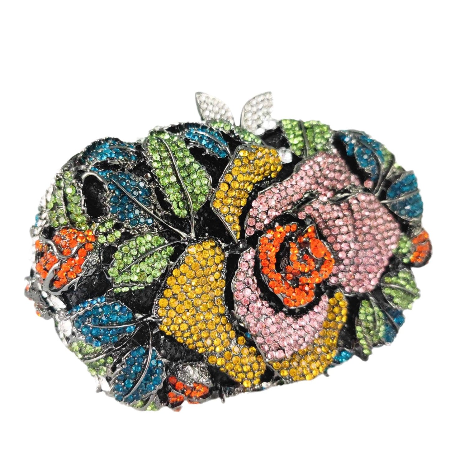 Multicolored Flowers Butterfly Crystal Clutch Evening Bag Wedding Purse 6 / Small Size