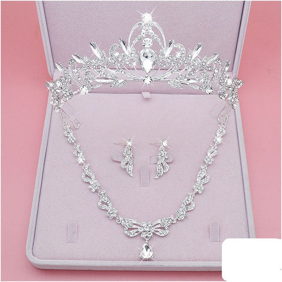 Load image into Gallery viewer, Fashion Crystal Wedding Bridal Jewelry Sets Tiara Crown Necklace Earrings Accessories
