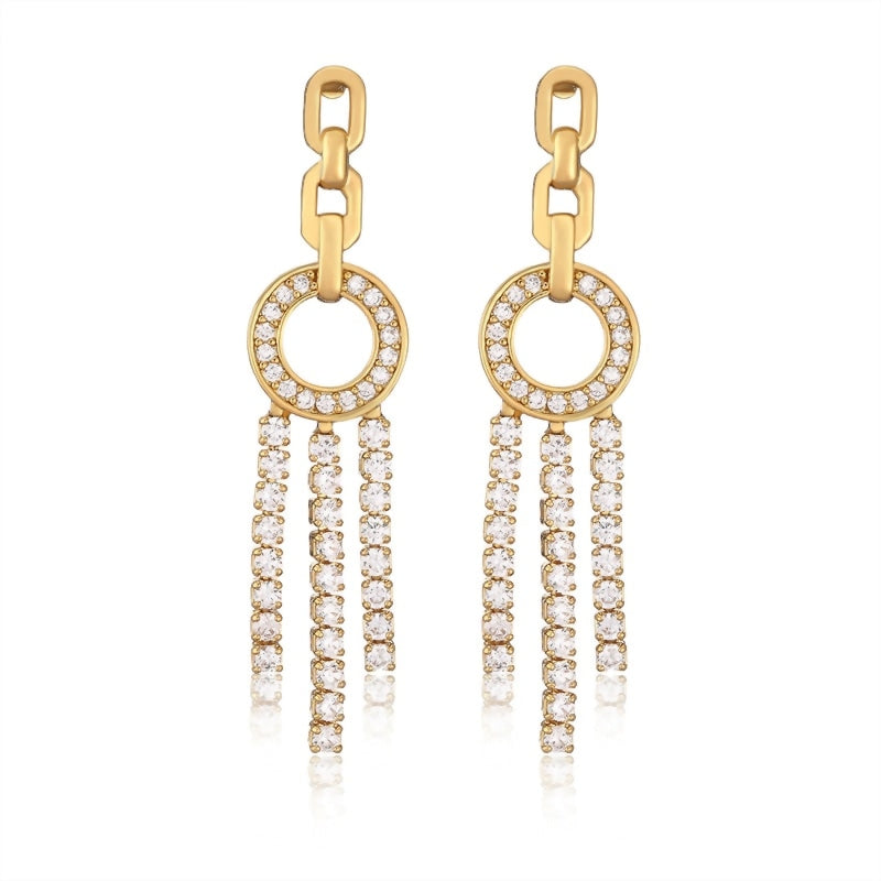 Long Cubic Zirconia Tassel Earrings Exquisite Crystal Wedding Engagement Jewelry