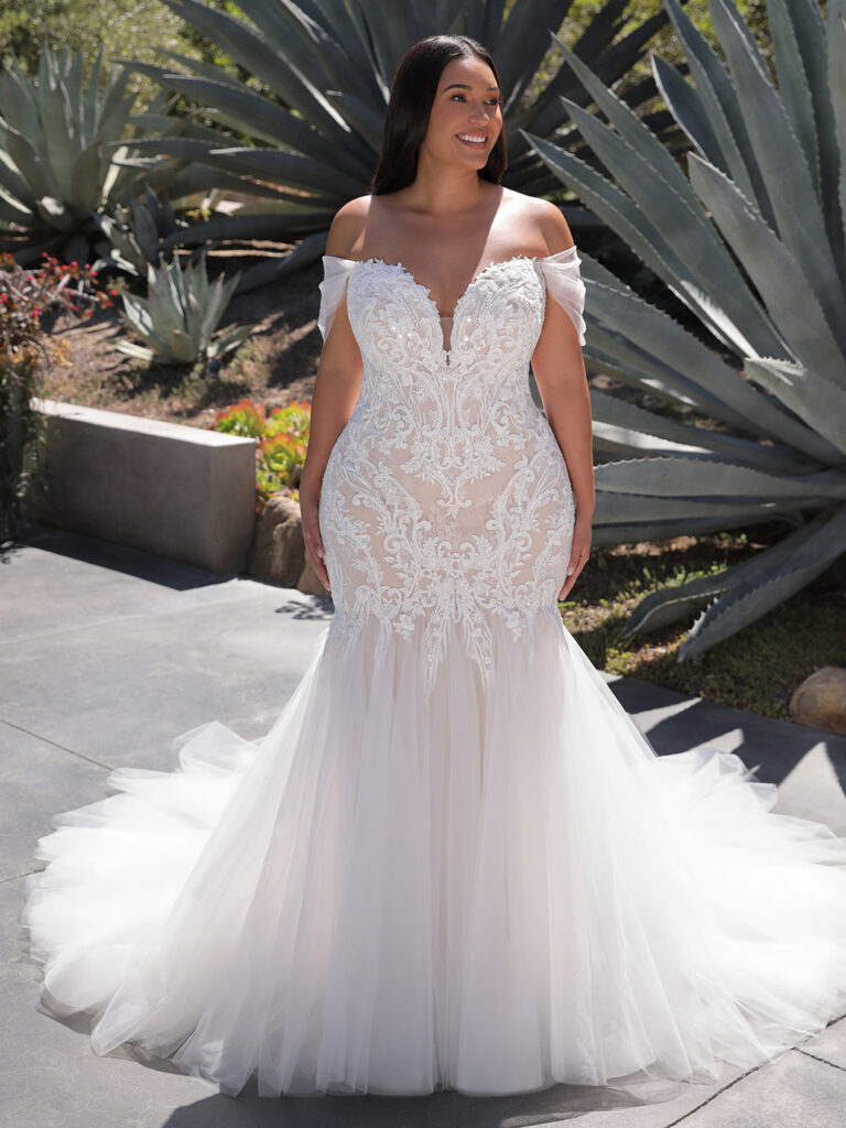 Off The Shoulder Lace Mermaid Wedding Dress Bridal Gown Plus Size