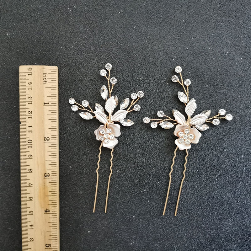 
                      
                        Handmade Golden Austrian Crystals Rhinestone Flower Wedding Bridal Headpiece Hair Accessories
                      
                    