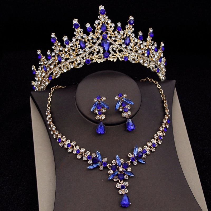 Dramatic Crystal Jewelry Sets Tiara Crown Sets Necklace Earrings Set A ...