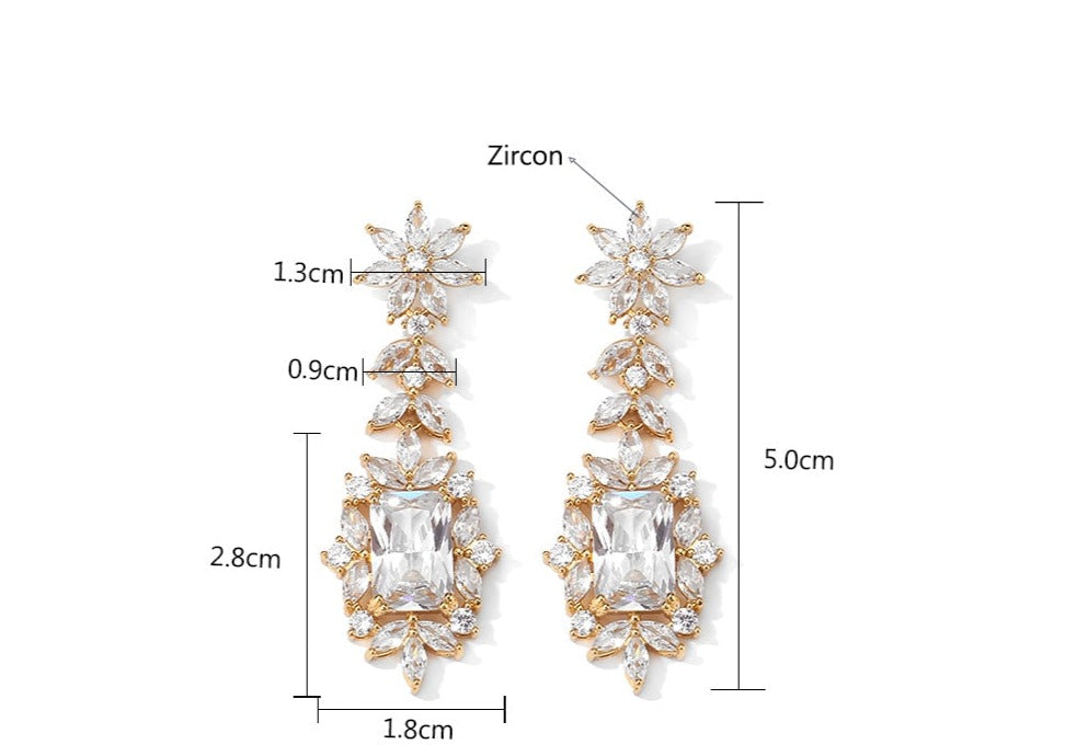 
                      
                        Vintage Square Leaf Cubic Zirconia Drop Earrings Exquisite Blue Banquet Jewelry
                      
                    
