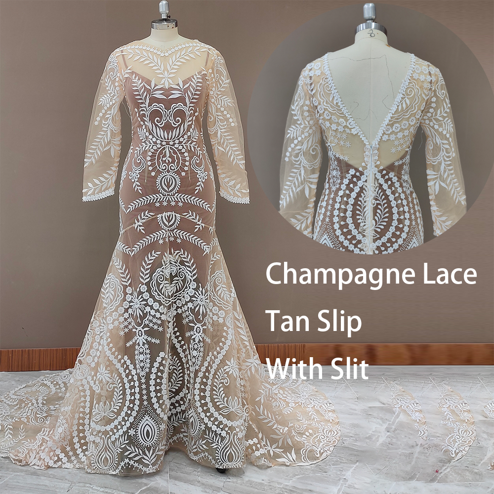 
                      
                        Country Boho Beach Destination Wedding Dress Two Pieces Lace Illusion Mermaid Bridal Gown
                      
                    