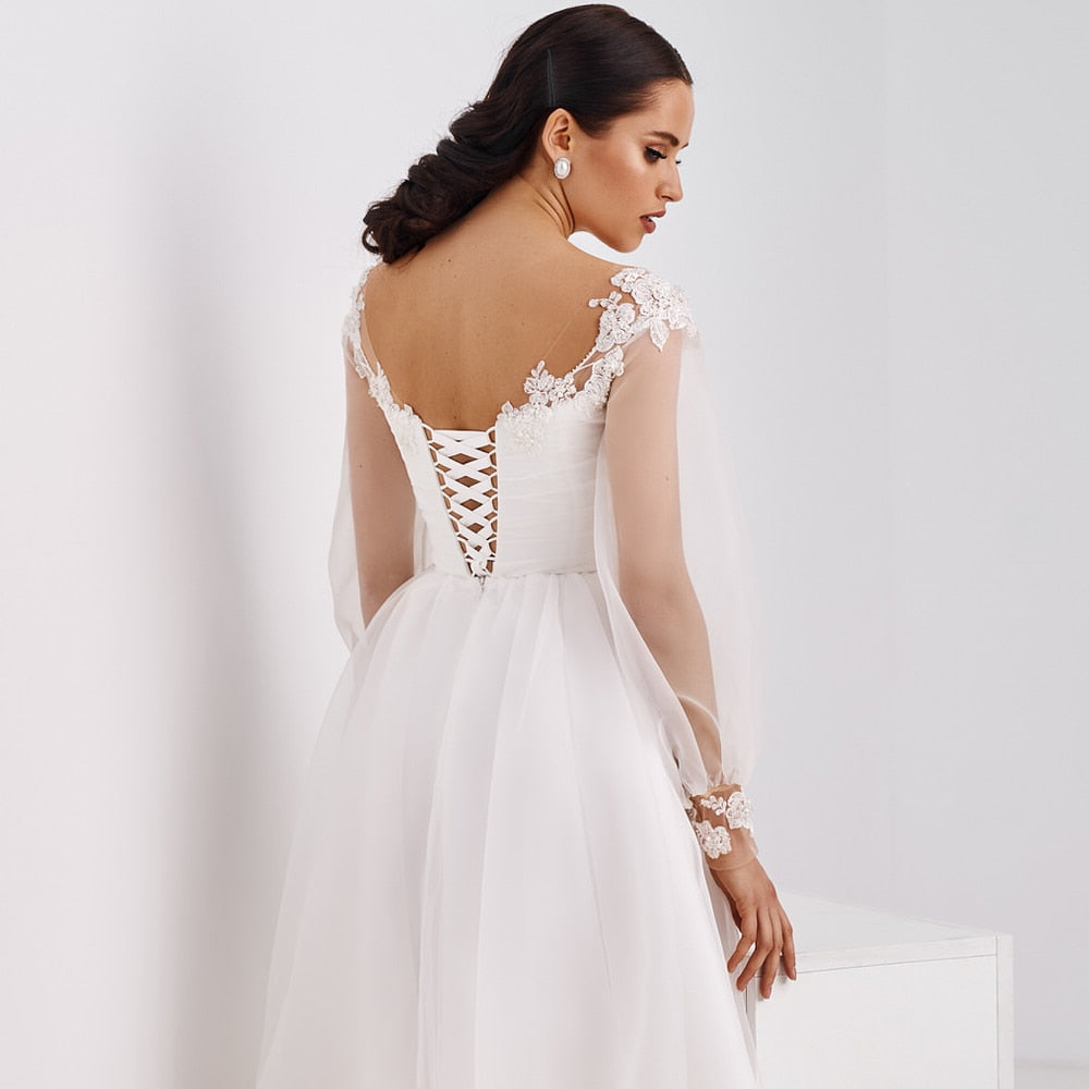 Simple Wedding Dress Mermaid Lace V Neck Short Sleeves Beaded Sash Bridal  Dresses With Train - ShopperBoard