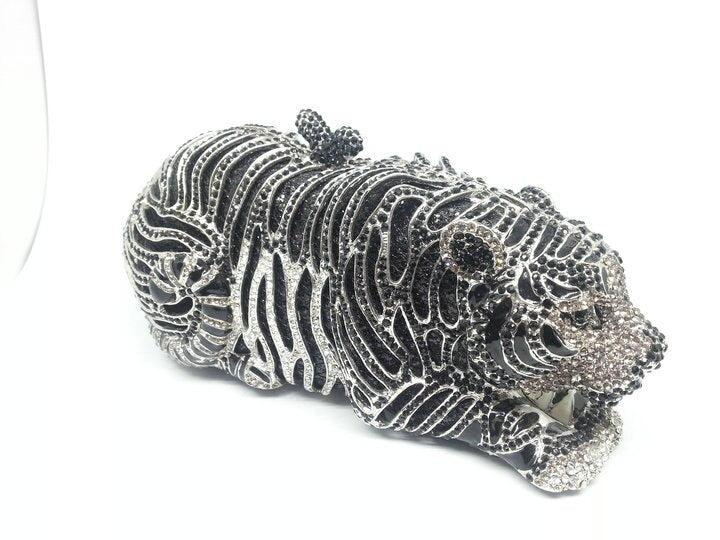 
                      
                        Gold Tiger Clutch Minaudiere Evening Bag Diamond Crystal Party  Purse
                      
                    